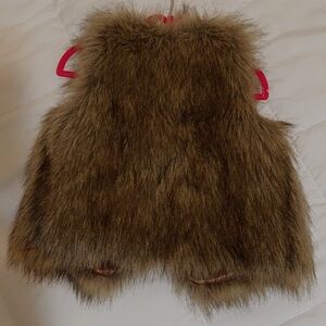 Old Navy Tan Faux Fur Vest with Decorative Button